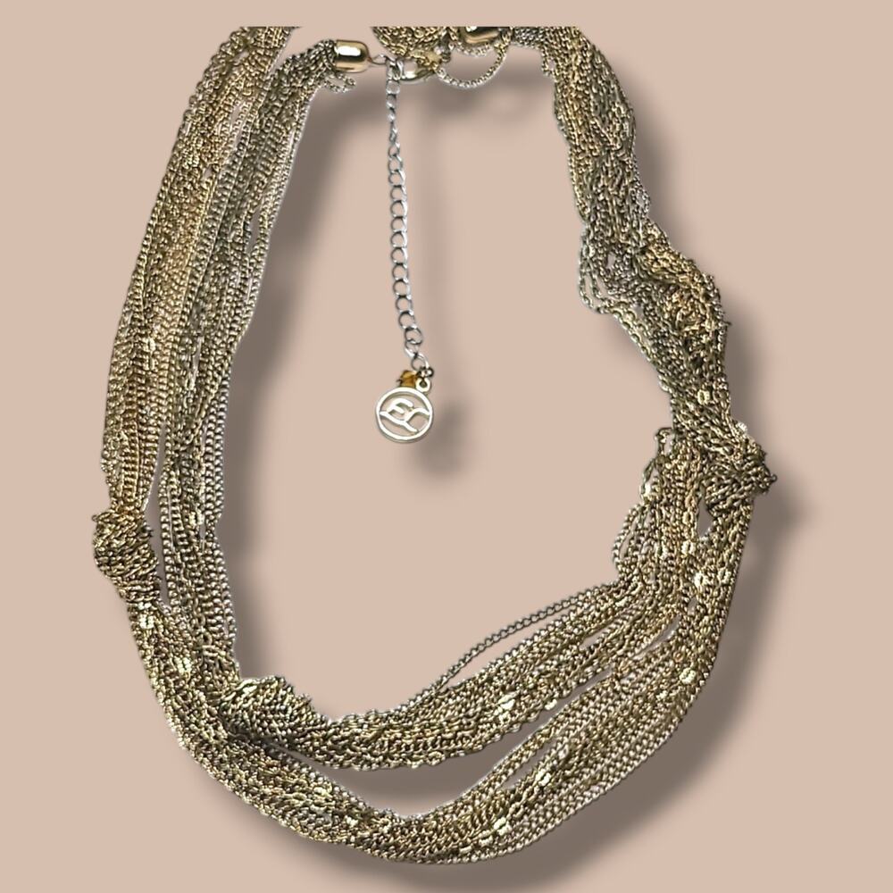 Erica Lyons Gold Tone Multi Chain Knotted Station Necklace 40"-44"